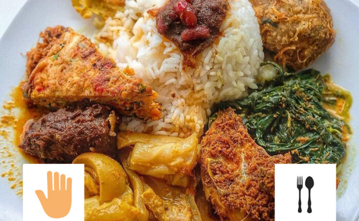 makan nasi padang pakai tangan atau sendok